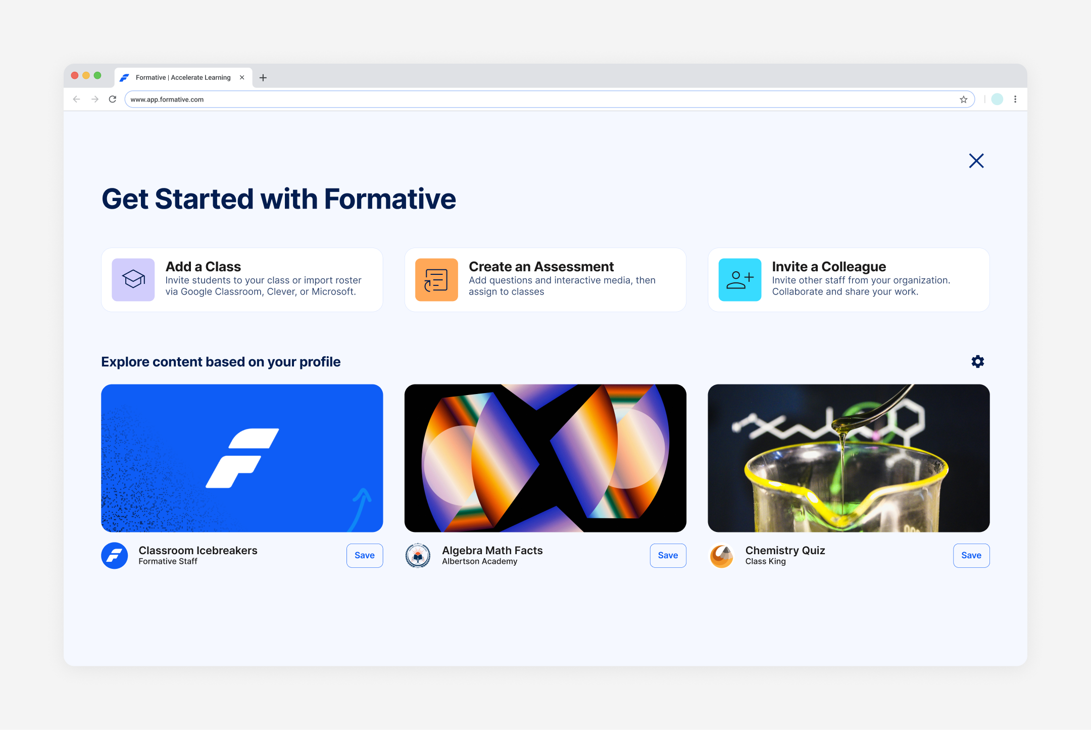 Formative interface showing assignment and classroom workflow.