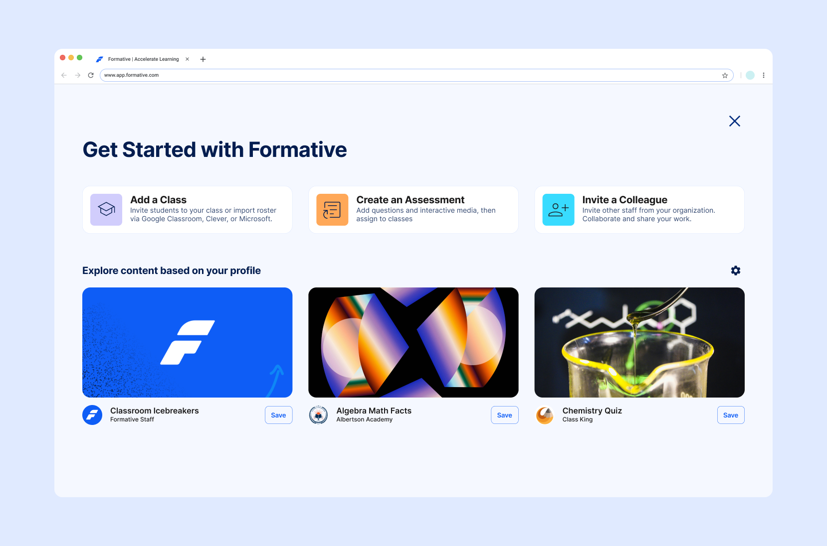 Redesigned new-user experience connecting key setup tasks with personalized content recommendations.