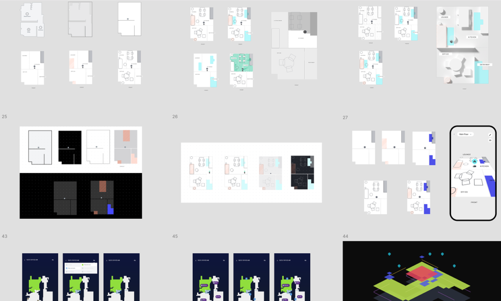 Collection of iRobot mapping and home layout interface concepts.